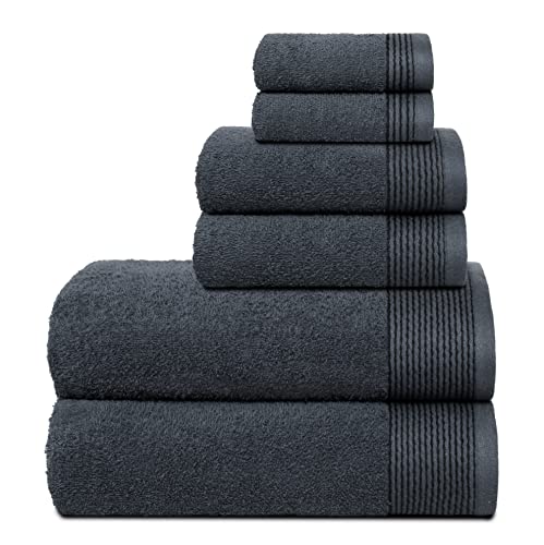 BELIZZI HOME Handtuch-Set, 100% Baumwolle, ultraweich, 6er-Pack, enthält 2 Badetücher 71,1 x 139,7 cm, 2 Handtücher 40,6 x 61 cm und 2 Waschlappen 30,5 x 30,5 cm, kompakt, leicht und sehr saugfähig – von BELIZZI HOME