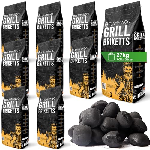 27 kg Grillbriketts (9 x 3 kg Säcke) Grillkohle Holzkohle Holzkohlebriketts Holzkohlegrill Grill von BELKO