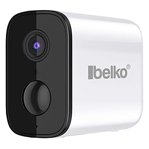 BELKO C1 1080P Überwachungskamera Kabellos Aussen WLAN / IP65 IP Kamera mit Akku, Deutscher Anleitung, Bewegungserkennung, 10m Nachtsicht, SD Kartensteckplatz und kompatibel mit Smartphone,Tablet, PC von BELKO