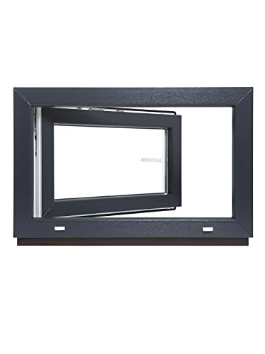 Kellerfenster - Kunststoff - Fenster - innen weiß/außen anthrazit - BxH: 100 x 60 cm - 1000 x 600 mm - DIN Rechts - 2 fach Verglasung - 60 mm Profil von BELKO
