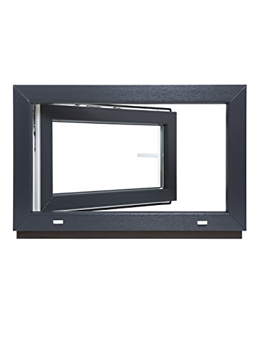 Kellerfenster - Kunststoff - Fenster - innen weiß/außen anthrazit - BxH: 50 x 40 cm - 500 x 400 mm - DIN Links - 2 fach Verglasung - 60 mm Profil von BELKO