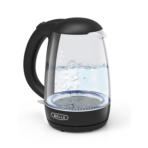 BELLA Elektrischer Wasserkocher, 1,7 l – Mobiler, schnurloser LED-Farbwechsel-Teekessel aus Klarglas mit Abschaltautomatik und Trockengehschutz, schwarz BELLA Elektrischer Wasserkocher, 1,7 l – Mobiler, schnurloser LED-Farbwechsel-Teekessel aus Klarglas mit Abschaltautomatik und Trockengehschutz, schwarz von BELLA