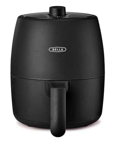 BELLA 2 L Manueller Heißluftfritteusen-Ofen und 5-in-1-Multikocher mit Abnehmbarer Antihaftbeschichteter und Spülmaschinenfester Crisp-Schale und Korb, 1200-Watt-Heizsystem, Mattschwarz von Bella