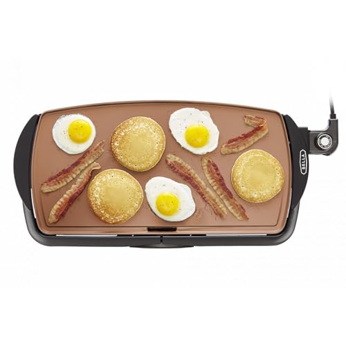 BELLA Elektro-Keramik-Titan-Grillplatte, Antihaftbeschichtung, große eintauchbare Kochfläche und herausnehmbare Fettauffangschale, einstellbare Temperatur, PTFE- und PFOA-frei, 27cm x 51cm, Kupfer BELLA Elektro-Keramik-Titan-Grillplatte, Antihaftbeschichtung, große eintauchbare Kochfläche und herausnehmbare Fettauffangschale, einstellbare Temperatur, PTFE- und PFOA-frei, 27cm x 51cm, Kupfer von BELLA