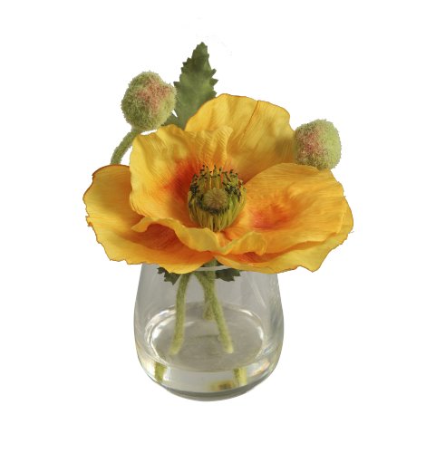 BELLAFIORA 20AMAZ041507 Künstliche Blumen, Mohn, 1 Blüte, Gelb von BELLAFIORA