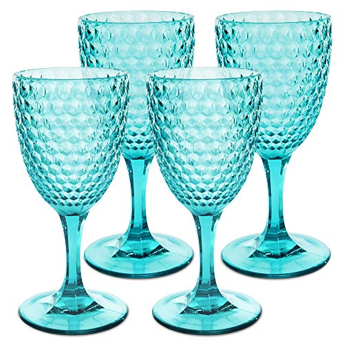 BELLAFORTE,Bruchsicheres Weinglas aus Tritan-Kunststoff, 340 ml, 4er-Set, Laguna Beach Trinkgläser,unzerbrechliche Glaswaren für den Innen- und Außenbereich,wiederverwendbares Trinkgeschirr (blau) von BELLAFORTE