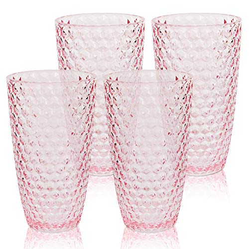 BELLAFORTE Bruchsichere Tritan-Kunststoff-Trinkgläser, 4 Stück, 540 ml – Laguna Beach Trinkgläser – unzerbrechliche Tritan-Trinkgläser für Partys – BPA-frei – Rosa von BELLAFORTE