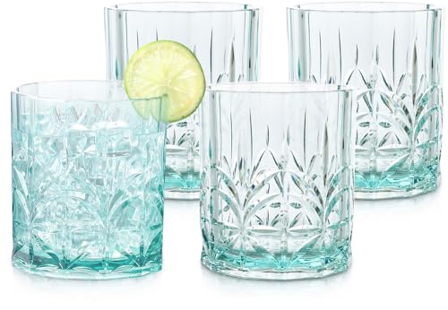 BELLAFORTE Kurzes Trinkglas aus bruchsicherem Tritan-Kunststoff, 370 ml, Myrtle Beach, unzerbrechlich, Kristallschliff, altmodische Trinkgläser für Whiskey, BPA-frei, spülmaschinenfest, Blaugrün, 4 BELLAFORTE Kurzes Trinkglas aus bruchsicherem Tritan-Kunststoff, 370 ml, Myrtle Beach, unzerbrechlich, Kristallschliff, altmodische Trinkgläser für Whiskey, BPA-frei, spülmaschinenfest, Blaugrün, 4 von BELLAFORTE