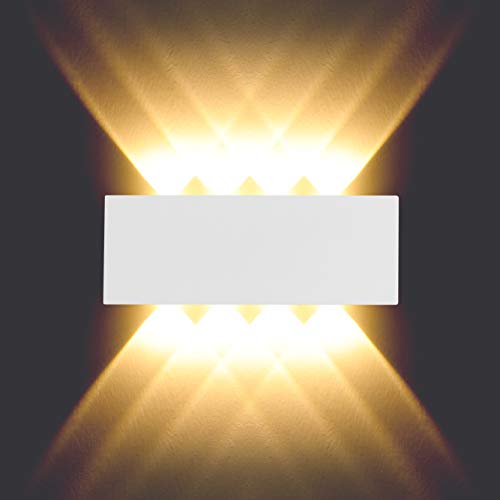 BELLALICHT 8W LED Wandleuchte Innen - Aluminium Up Down Spotlicht Wandlichter Wandlampe, IP54 Wasserdicht für Wohnzimmer Schlafzimmer Flur Treppe Warmweiß von BELLALICHT