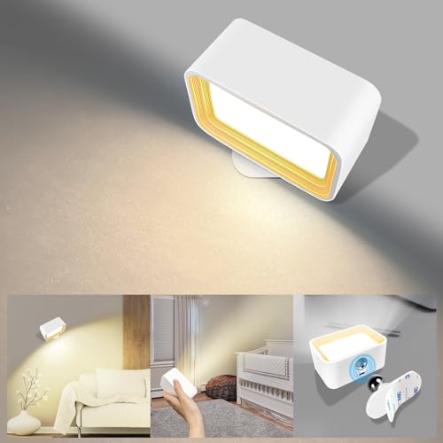 BELLALICHT Kabellose LED Wandleuchte Innen, Wiederaufladbar Akku Nachtlicht Magnethalterung Wandlichter leselicht Dimmbar Touch 5 Helligkeitsstufen 3 Farbmodi 360° drehbare für Schlafzimmer (Weiß-A) von BELLALICHT