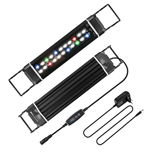 BELLALICHT LED Timer Aquarium Beleuchtung, Aquarien Lampe [Vollspektrum Rot Grün Blau Weiß Licht] mit Timer Dimmer, 10 Helligkeitsstufen Dimmbar IP66 Wasserdicht für Fisch Tank Pflanze von BELLALICHT