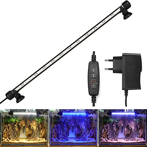 BELLALICHT LED Timer Aquarium Beleuchtung - Aquarien Lampe [Weiß Blau Licht] mit eingebautem Timer Dimmer, Dimmbar 10 Helligkeitsstufen IP67 Wasserdicht Light für Fisch Tank Pflanze, L-73 von BELLALICHT