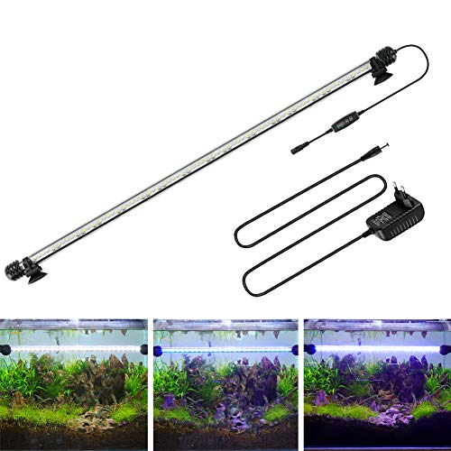 BELLALICHT LED Timer Aquarium Beleuchtung - Aquarien Lampe [Weiß Blau Licht] mit eingebautem Timer Dimmer, Dimmbar 10 Helligkeitsstufen IP67 Wasserdicht Light für Fisch Tank Pflanze, L-63 von BELLALICHT