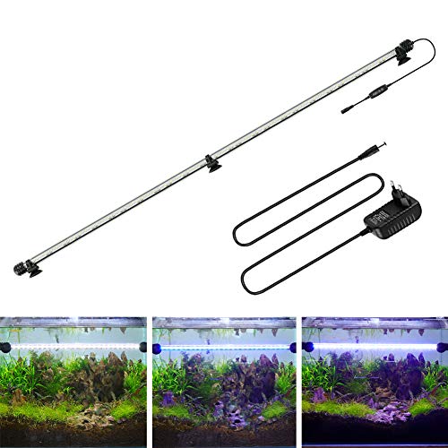 BELLALICHT LED Timer Aquarium Beleuchtung - Aquarien Lampe [Weiß Blau Licht] mit eingebautem Timer Dimmer, Dimmbar 10 Helligkeitsstufen IP67 Wasserdicht Light für Fisch Tank Pflanze, L-93 von BELLALICHT