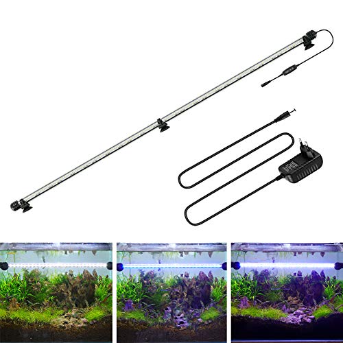 BELLALICHT LED Timer Aquarium Beleuchtung - Aquarien Lampe [Weiß Blau Licht] mit eingebautem Timer Dimmer, Dimmbar 10 Helligkeitsstufen IP67 Wasserdicht Light für Fisch Tank Pflanze, L-93 von BELLALICHT