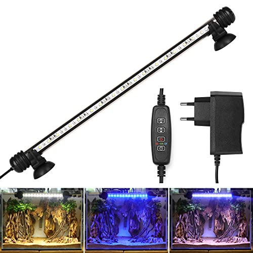 BELLALICHT LED Timer Aquarium Beleuchtung - Aquarien Lampe [Weiß Blau Licht] mit eingebautem Timer Dimmer, Dimmbar 10 Helligkeitsstufen IP67 Wasserdicht Light für Fisch Tank Pflanze, L-58 von BELLALICHT