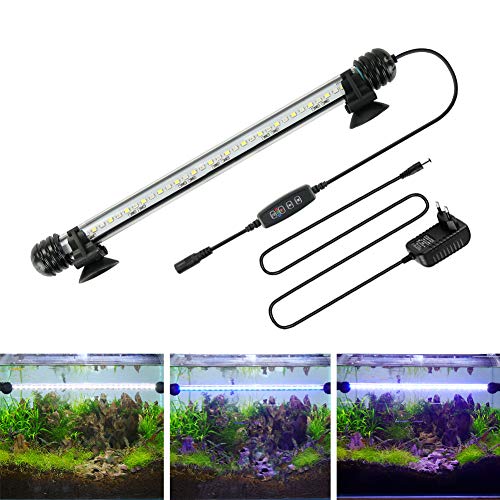BELLALICHT LED Timer Aquarium Beleuchtung - Aquarien Lampe [Weiß Blau Licht] mit eingebautem Timer Dimmer, Dimmbar 10 Helligkeitsstufen IP67 Wasserdicht Light für Fisch Tank Pflanze, L-29 von BELLALICHT