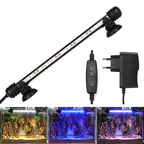 BELLALICHT LED Timer Aquarium Beleuchtung - Aquarien Lampe [Weiß Blau Licht] mit eingebautem Timer Dimmer, Dimmbar 10 Helligkeitsstufen IP67 Wasserdicht Light für Fisch Tank Pflanze, L-39 von BELLALICHT