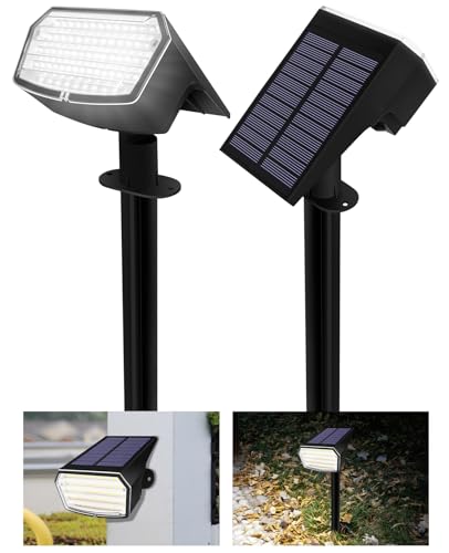 BELLALICHT Solarlampen für Außen 65 LED [2er-Pack Kaltweiß 6500K] Solarstrahler Wasserdicht Solar LED Strahler Gartenleuchten Solarleuchten für Garten Weg Hof Garage von BELLALICHT