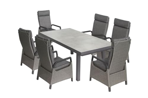 BELLAVISTA Dining-Tisch Ontario - Esstisch für Innen- und Außenbereich - Esszimmertisch - 200/260 x 100 x 77cm - automatisches Auszieh-System - Alurahmen pulverbeschichtet - anthrazit von BELLAVISTA