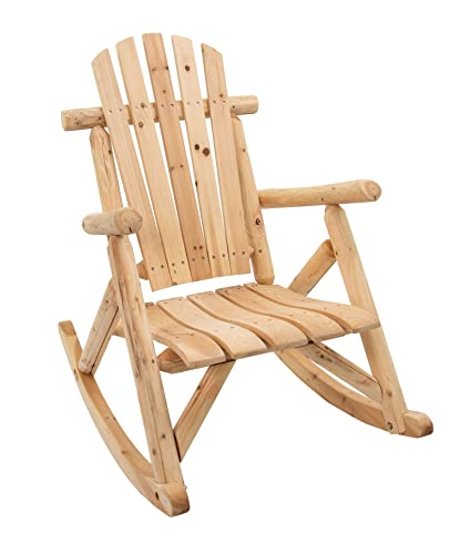 BELLAVISTA Garten-Schaukelstuhl Timber | Braun | Massive Rundhölzer | unbehandelt | 100% zertifiziertes Tannenholz | Natürliche Maserung | DIY | Bequem | Langlebig | Demontiert von BELLAVISTA