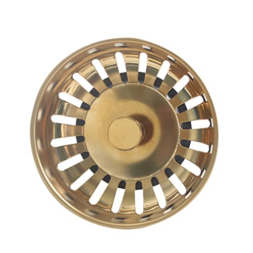 BELLAY 8,3 cm Sieb-Filterstopfen for Küchenspüle, goldfarbener Abflussstopfen, Spülenstopfen for Standard-3-1/2-Zoll-Spülbeckenabfluss (Color : Gold, Size : 1 PC) von BELLAY