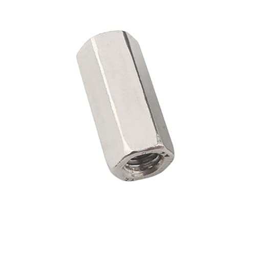 Rechts- und Linksgewinde Sechskantstangenkupplungsmuttern 304 Edelstahl Lange Sechskantmutter Verbindungsgewindemutter M3 M4 M5 M6 M8 M10 (Color : Silver_2Pcs M6x50 (S10)) von BELLAY