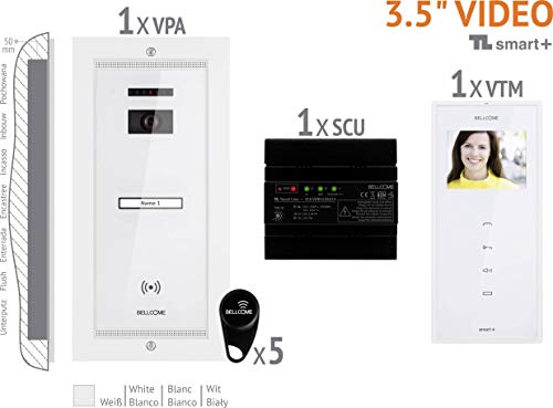 Bellcome Video-Türsprechanlage VKM.P1FR.T3S4.BLW04 Kabelgebundenes Komplett-Set, 1 Foyer, Weiß von BELLCOME
