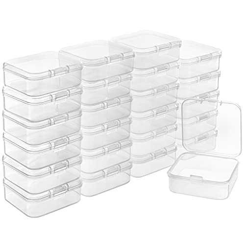 BELLE VOUS (12er Pack Kleine Durchsichtige Plastikbox mit Deckel - L8,5 x B5,5 x H2,5 cm - Aufbewahrungsbox Klein Durchsichtige Boxen mit Scharnierdeckeln für Pillen, Perlen, Schmuck & Bastelartikel von BELLE VOUS