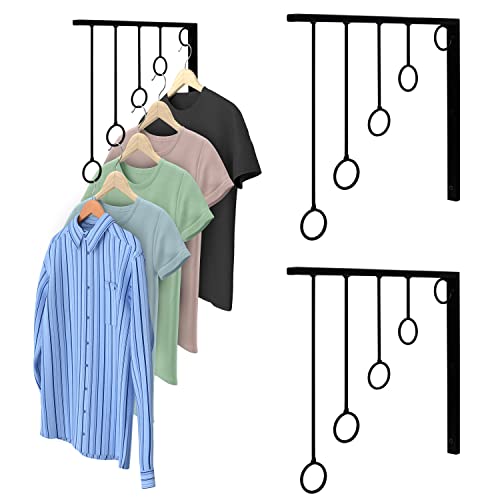 BELLE VOUS (3er Pack Kleiderstange Wandmontage Garderobe Schwarz Metall Set - 30,5 x 28,5 cm Industrielle Jackenhalter Wand Kleiderstange - Strapazierfähige, Platzsparende Kleiderständer von BELLE VOUS