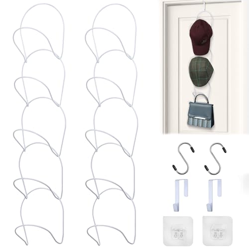 BELLE VOUS 10er Pack Hutablage Garderobe Cap Halter - Selbstklebende Huthaken Tür Hänger - Baseballmützen, Handtaschen, Handtücher, Kleidung & Mützen Aufbewahrung - Cap Halterung Wand, Tür & Schrank von BELLE VOUS