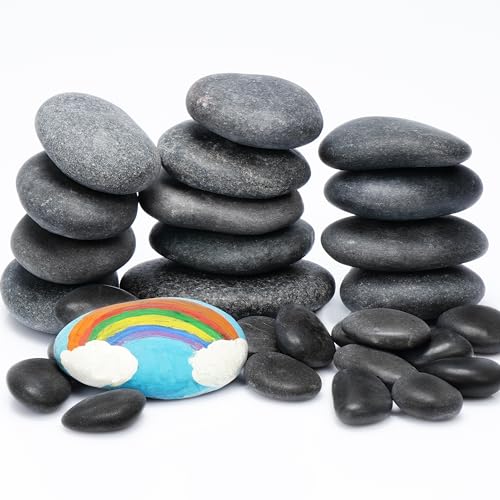 Belle Vous 120er Pack Fluss Steine zum bemalen - 1,3-7cm Steine Set für Kinder - Kieselsteine flach und glatt - flache Steine für Kunst DIY-Handwerk oder Gartendekoration von BELLE VOUS