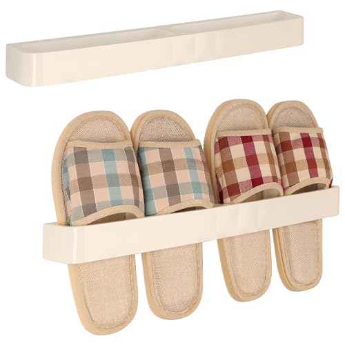 BELLE VOUS 2er Pack Schuhregal in Beige für die Wandmontage - selbstklebendes Kunststoffregal platzsparend - Regal Ablage für Schuhe und Hausschuhe - Schuhorganizer Schuhaufbewahrung von BELLE VOUS