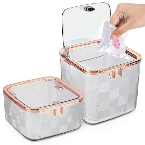 BELLE VOUS 2er Set Kleiner Abfalleimer mit Deckel - Tischabfallbehälter - Tischmülleimer mit Deckel - Kleiner Mülleimer mit Deckel - Mini Mülleimer - 1,4 L und 2,2 L von BELLE VOUS