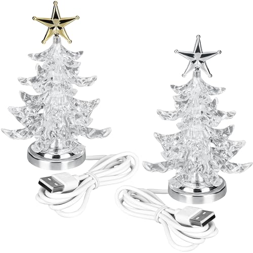 BELLE VOUS 2er Set LED Weihnachtslichter Kunststoff Tischdekoration Mini Nachtlicht Bunte LED-Lampe USB-Anschluss Leuchtender Weihnachtsbaum BELLE VOUS 2er Set LED Weihnachtslichter Kunststoff Tischdekoration Mini Nachtlicht Bunte LED-Lampe USB-Anschluss Leuchtender Weihnachtsbaum von BELLE VOUS
