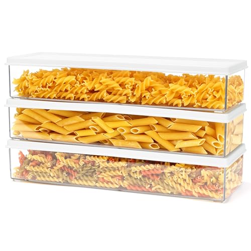 BELLE VOUS 3er-Pack Kunststoff Aufbewahrung für Lebensmittel mit Deckel - 1100ml Nudelbehälter Vorratsdose - 3er Set Vorratsdosen für Nudeln Spaghetti - Nudelbox Dose Behälter von BELLE VOUS