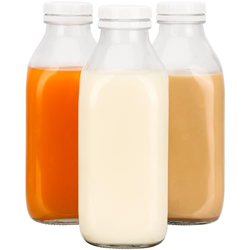 BELLE VOUS 3x wiederverwendbare Glasflaschen mit Deckel - Saftflaschen - 3x Glasflasche 1 Liter - Luftdichte Deckel - Auslaufsichere Flaschen - Milchflaschen 1 Liter BELLE VOUS 3x wiederverwendbare Glasflaschen mit Deckel - Saftflaschen - 3x Glasflasche 1 Liter - Luftdichte Deckel - Auslaufsichere Flaschen - Milchflaschen 1 Liter von BELLE VOUS