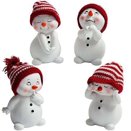 BELLE VOUS 4er Pack Schneemann Deko Weihnachtsfiguren Klein - 11cm Schneemann Figur Set - 4er Set Schneemann Deko Figuren - 4 Verschiedene Weihnachtsdeko Figuren Klein mit Mützen BELLE VOUS 4er Pack Schneemann Deko Weihnachtsfiguren Klein - 11cm Schneemann Figur Set - 4er Set Schneemann Deko Figuren - 4 Verschiedene Weihnachtsdeko Figuren Klein mit Mützen von BELLE VOUS
