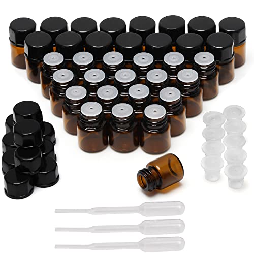 BELLE VOUS 50 Stk Fläschchen für Ätherische Öle Aufbewahrung - 1 ml Braune Glasflaschen mit Einsätzen - Nachfüllbare Flaschen mit Schwarzen Kappen & Tropfern für Öle & Düfte BELLE VOUS 50 Stk Fläschchen für Ätherische Öle Aufbewahrung - 1 ml Braune Glasflaschen mit Einsätzen - Nachfüllbare Flaschen mit Schwarzen Kappen & Tropfern für Öle & Düfte von BELLE VOUS