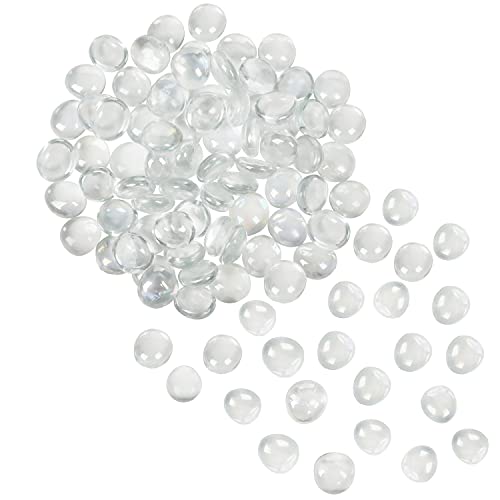 BELLE VOUS Klare Glassteine Deko - 2,25kg 18mm Flache Steine Deko Steinchen - Deko Glas Nuggets für Hochzeiten/Party Tische, Vase und Aquarium Deko Muggelsteine Weisse Steine Deko Steine Flach von BELLE VOUS