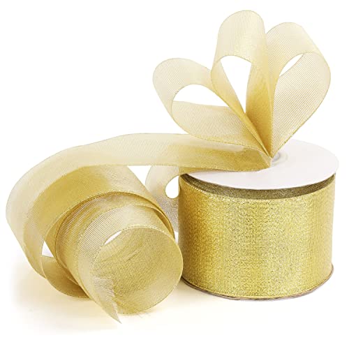 BELLE VOUS Metallisch Schleifenband - 23 m Langes & 40 mm Breites Organza Band mit Drahtkanten & Partydeko, Geschenkverpackungen & Basteln (Gold, 55 mm breit) BELLE VOUS Metallisch Schleifenband - 23 m Langes & 40 mm Breites Organza Band mit Drahtkanten & Partydeko, Geschenkverpackungen & Basteln (Gold, 55 mm breit) von BELLE VOUS