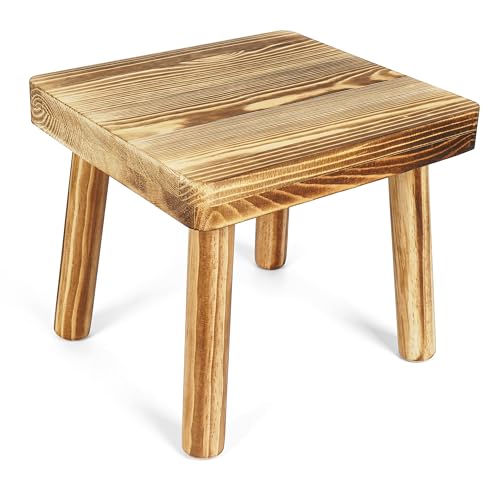 BELLE VOUS Niedriger Holzhocker - Tritthocker - Hocker Holz - Pflanzenhocker - Blumenhocker - 21,5 cm - Für Badezimmer, Küche oder den Außenbereich - Fußbank - Kinderhocker von BELLE VOUS