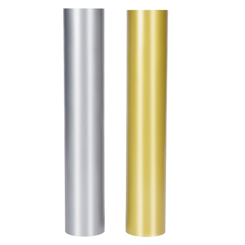 BELLE VOUS Permanent Vinylfolie Plotter Folie (2er-Pack) - 4,5 m - Klebefolie Gold & Silber Metallic Rolle für Fenster & Heimdekoration - Plotterfolie Vinyl Kompatibel mit allen Schneidemaschinen von BELLE VOUS