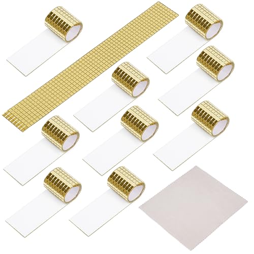 Belle Vous 10 Pack of Gold Mini Self-Adhesive Square Mirror Glass Mosaic Tiles with Cleaning Cloth - 4800 Decorative DIY Craft Pieces - Gold Accessory Decoration Art/Craft Stickers von BELLE VOUS