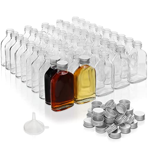 Belle Vous 100ml Kleine Flaschen zum Befüllen Silberkappen & Trichter (50 Stk.) Glas Leere Schraubverschluss Flaschen für Hochzeiten & Partys - Für Alkohol, Schnaps, Whisky, Shots & Spirituosen von BELLE VOUS