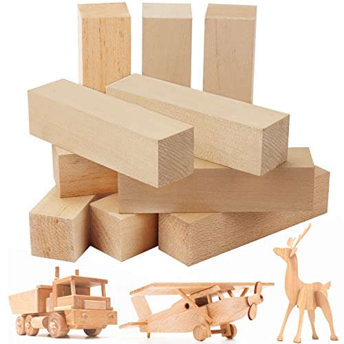 Belle Vous 10er Packung Großes Lindenholz zum Schnitzen - L 10 x B 2,5 x H 2,5 cm - Naturbelassenes Holz zum Schnitzen - DIY-Hobbyprojekt-Bastelset für Anfänger von BELLE VOUS