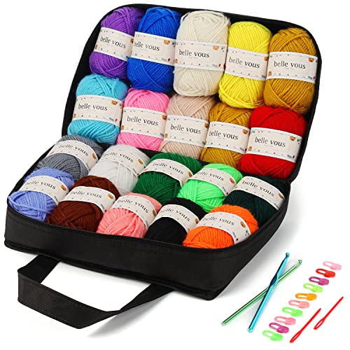 Belle Vous 20er-Pack Strick- und Garnknäuel aus Acryl - 30 g Bunte Wolle mit Tasche - 60 m - Wolle für Farbenfrohe Handarbeiten und Kleine Mehrfarbige Webprojekte Belle Vous 20er-Pack Strick- und Garnknäuel aus Acryl - 30 g Bunte Wolle mit Tasche - 60 m - Wolle für Farbenfrohe Handarbeiten und Kleine Mehrfarbige Webprojekte von BELLE VOUS