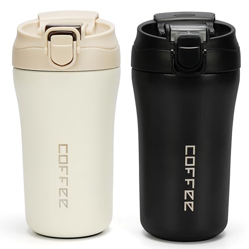 Belle Vous 2er Pack Edelstahl Thermobecher Kaffee To Go - Wiederverwendbare Vakuumisolierte 400 ml Kaffee To Go Becher Thermo mit Strohhalmen und Auslaufsicheren Deckeln - Für Heiße & Kalte Getränke Belle Vous 2er Pack Edelstahl Thermobecher Kaffee To Go - Wiederverwendbare Vakuumisolierte 400 ml Kaffee To Go Becher Thermo mit Strohhalmen und Auslaufsicheren Deckeln - Für Heiße & Kalte Getränke von BELLE VOUS