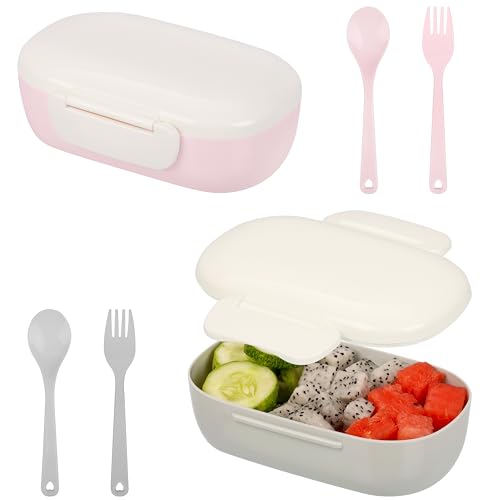 BELLE VOUS 2er Set Brotdose Pink und Grau - 400ml Lunchbox für Erwachsene, Kinder & Jugendliche - Brotzeitbox - Butterbrotdose - Frühstücksbox mit Löffeln für Schule, Arbeit & Ausflüge BELLE VOUS 2er Set Brotdose Pink und Grau - 400ml Lunchbox für Erwachsene, Kinder & Jugendliche - Brotzeitbox - Butterbrotdose - Frühstücksbox mit Löffeln für Schule, Arbeit & Ausflüge von BELLE VOUS