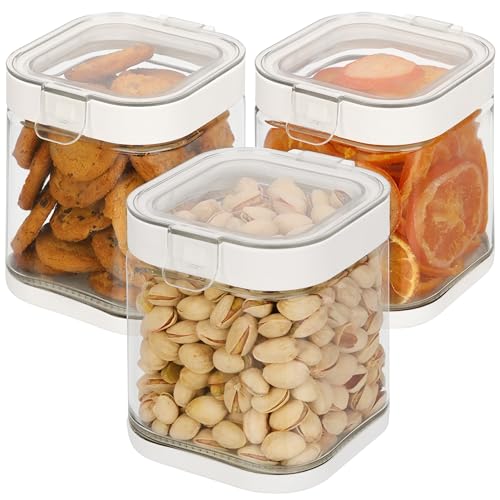 Belle Vous 3er Pack 900ml Vorratsdosen aus Glas - transparentes Aufbewahrungbox Set mit Deckel luftdicht - Aufbewahrung & Organisation für Küche - 3er Set Vorratsbehälter aus Glas von BELLE VOUS